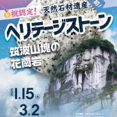 地質標本館で企画展「祝認定！ ヘリテージストーン 天然石材遺産 ―筑波山塊の花崗岩―」が開催されています（1/15～3/2）